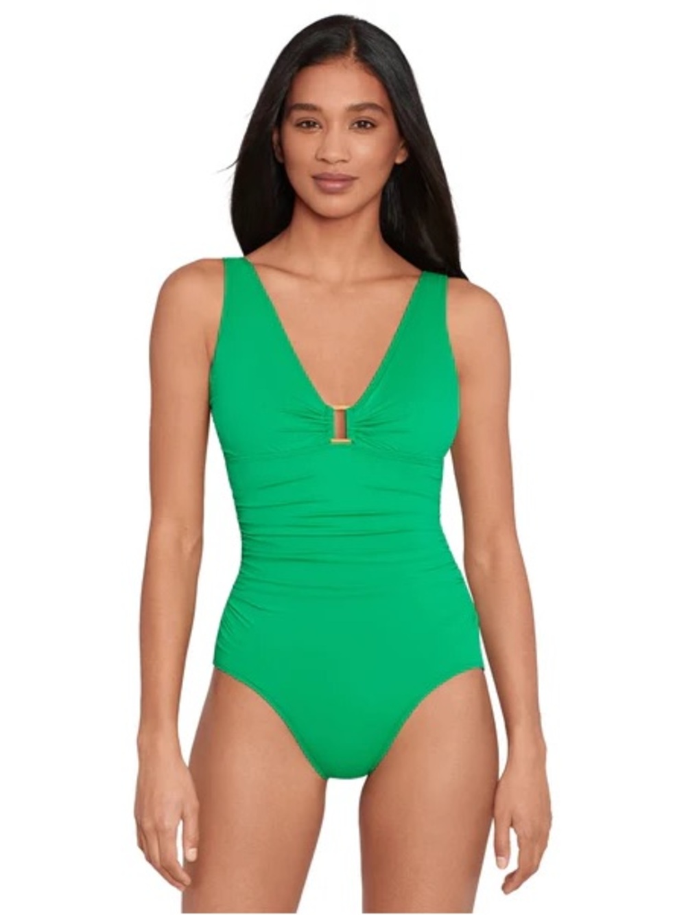 RALPH LAUREN Ring Over The Shoulder One Piece Swimsuit In Palm Green Size 8